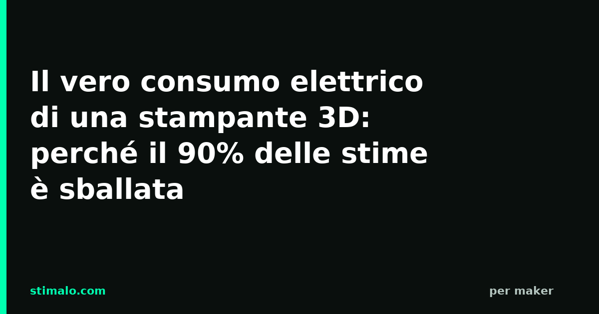 Il vero consumo elettrico di una stampante 3D: perché il 90% delle stime è sballata