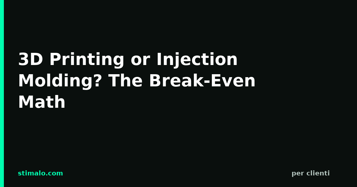 3D Printing or Injection Molding? The Break-Even Math