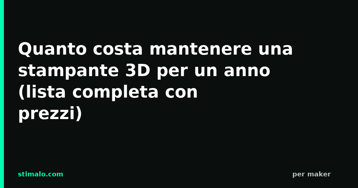 Quanto costa mantenere una stampante 3D per un anno (lista completa con prezzi)